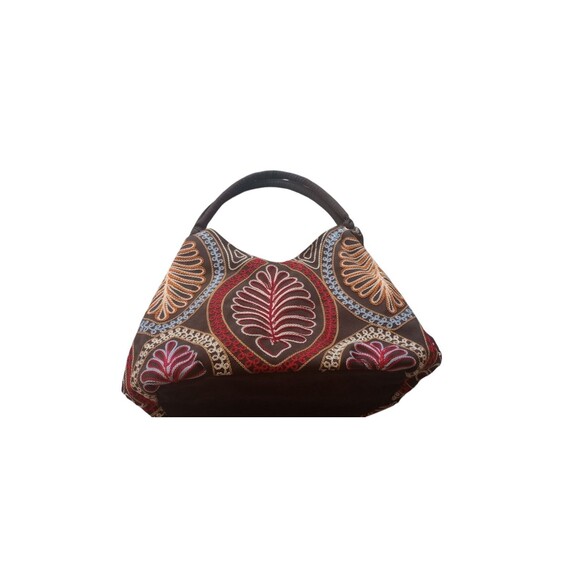 "Bonded Together"‎ World Vision Faux  Suede Brown Embroiderd Tote Bag Purse - Picture 1 of 5